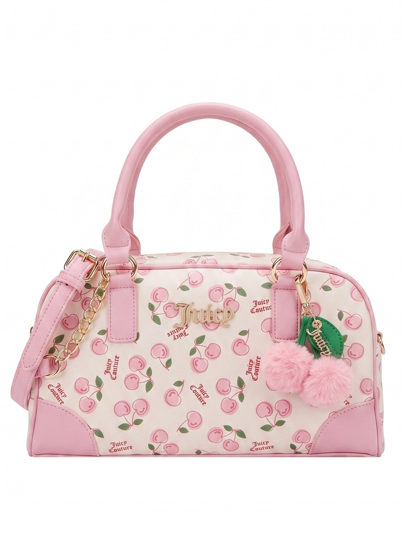 juicy couture ハート、チェリー柄 ショルダー Bolsa Juicy Couture Cherry Girl Satchel Bag Soft White Pink