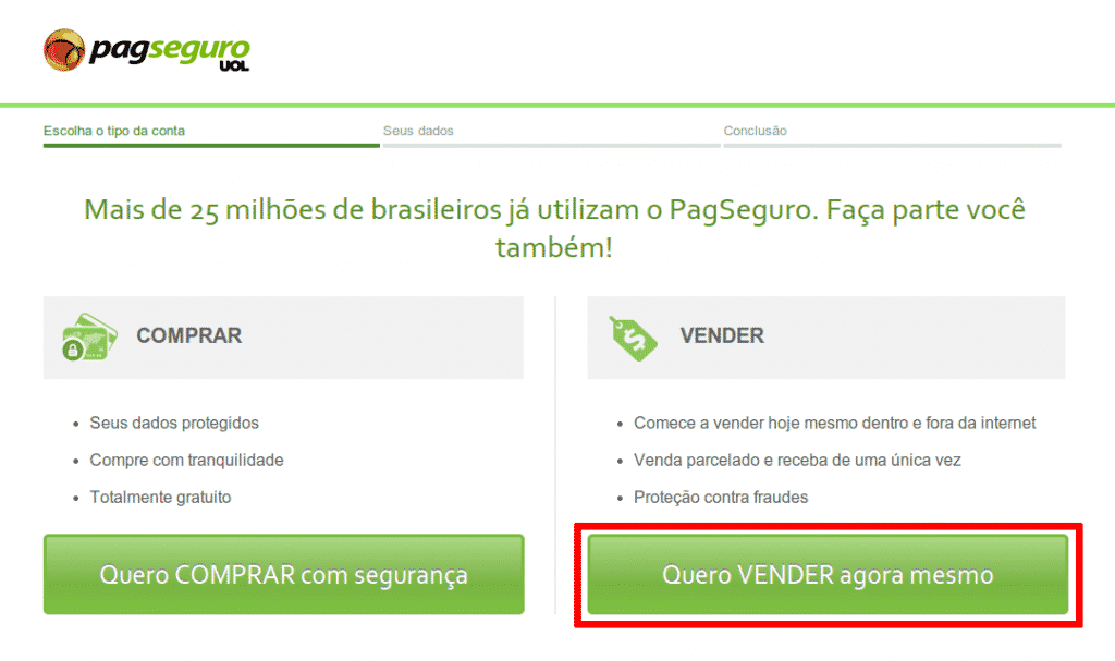 Conta de Vendedor