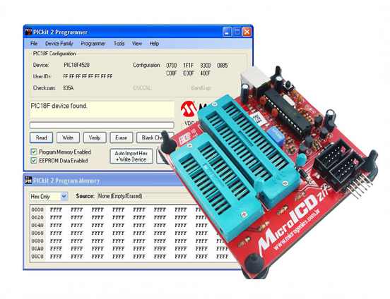 MicroICD ZIF Gravador USB para Microcontrolador PIC10F, PIC12F