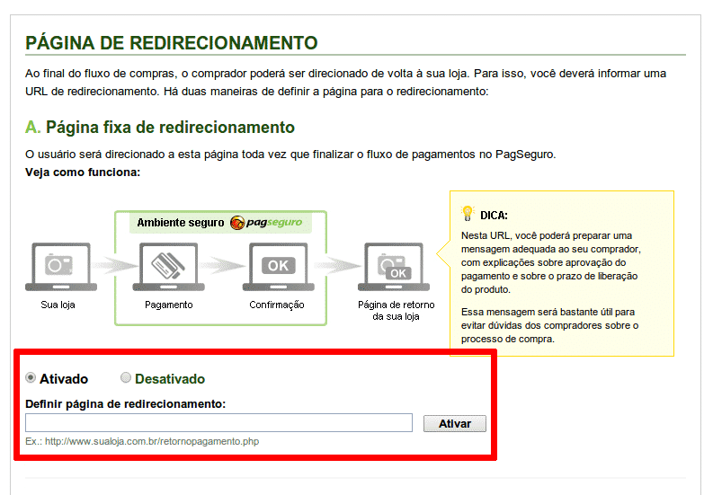 Página de Redirecionamento
