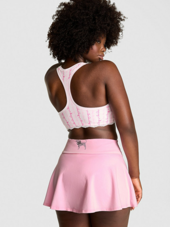 Short Saia PINK x LoveShackFancy Cotton Foldover Flirty Skirt Pink