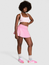 Short Saia PINK x LoveShackFancy Cotton Foldover Flirty Skirt Pink
